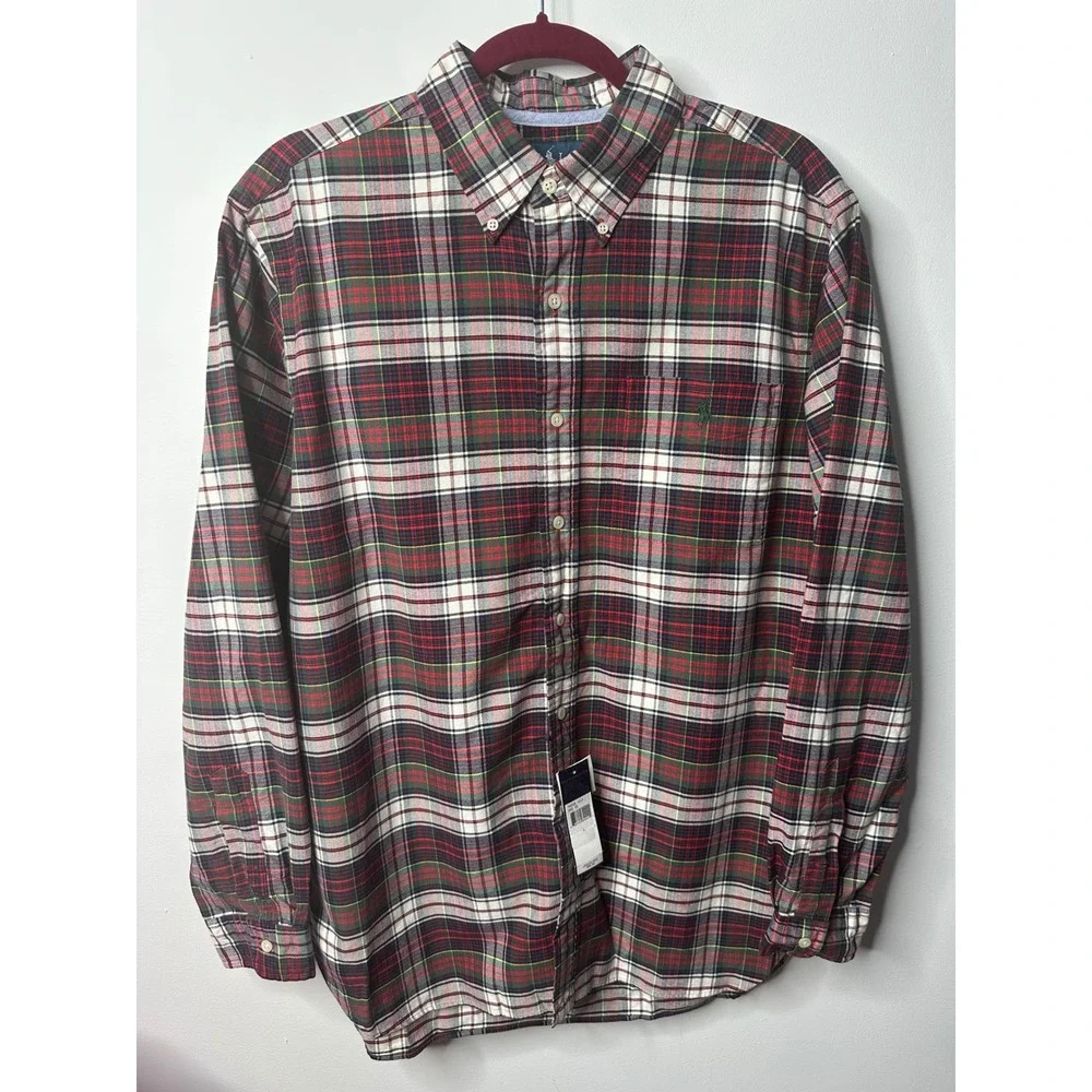 Ralph Lauren Mens Large Plaid Button Down Shirt Red Green White NWT L